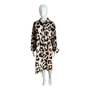 H&M Leopard Print Long Shirt Dress Size L